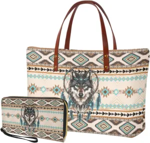 Purse and Wallet Set of 2 for Women Fashion Top Handle Satchel Large Work Bag Shoulder Bag with Matching Wallet