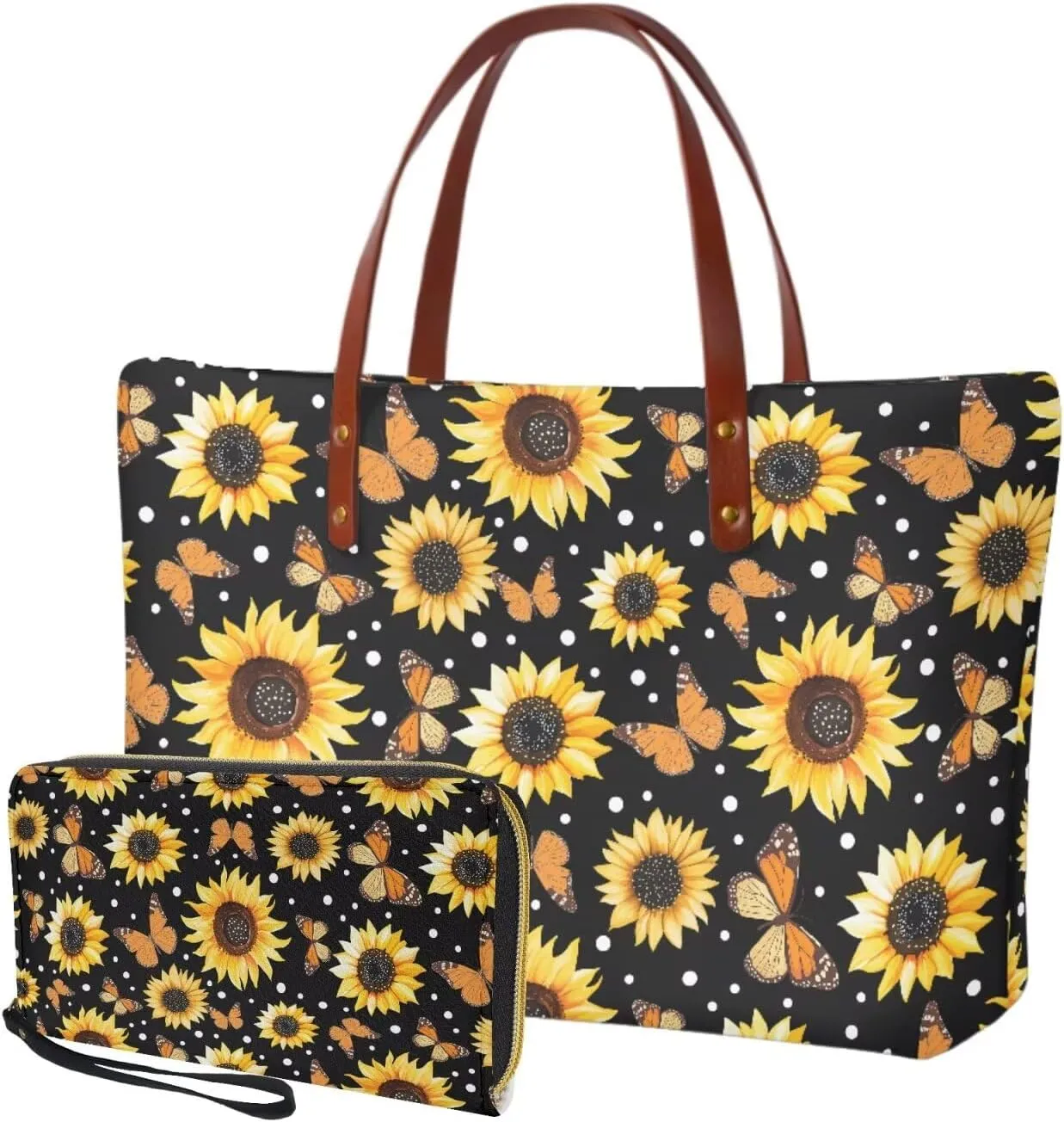 Purse and Wallet Set of 2 for Women Fashion Top Handle Satchel Large Work Bag Shoulder Bag with Matching Wallet