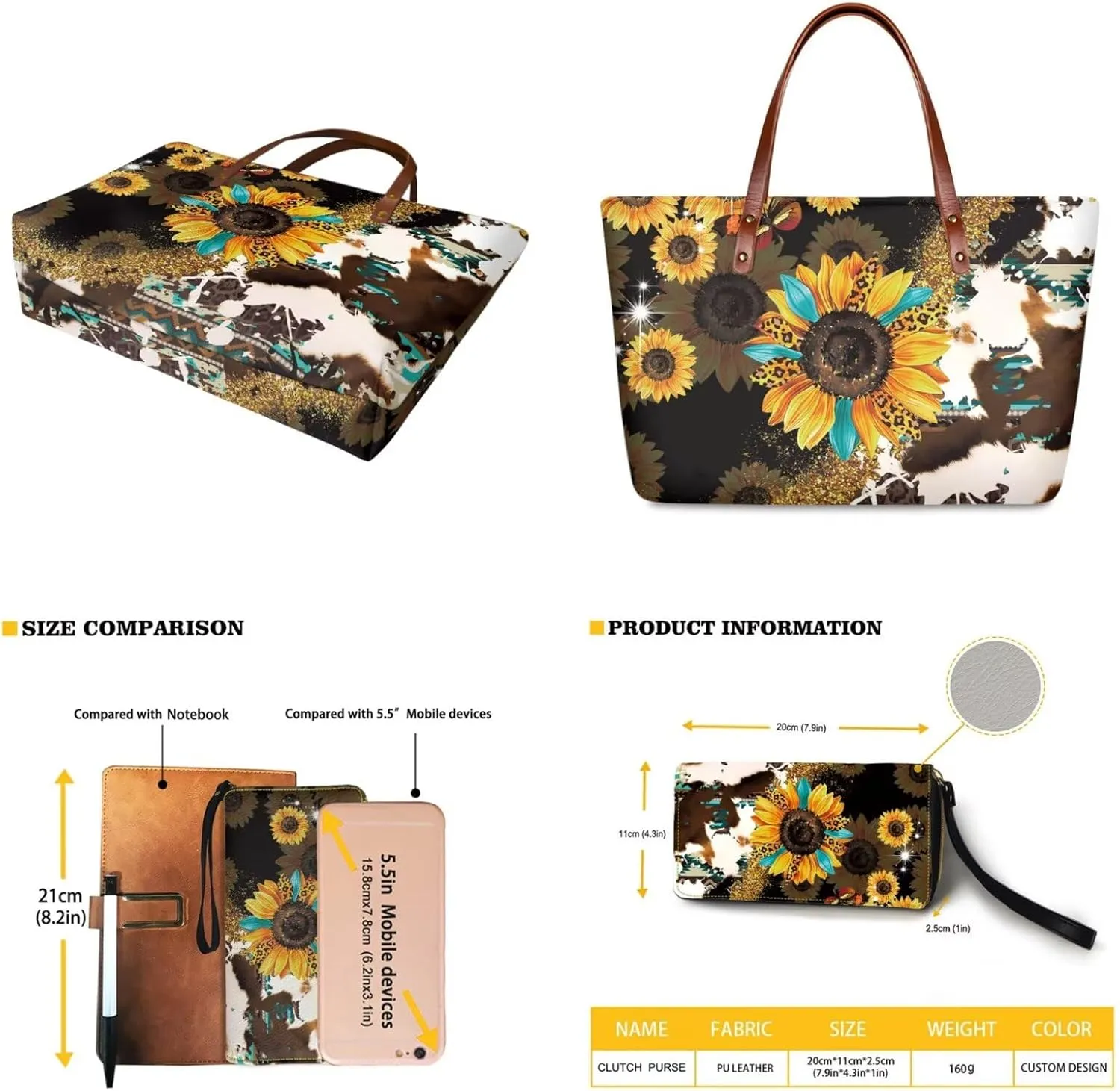 Purse and Wallet Set of 2 for Women Fashion Top Handle Satchel Large Work Bag Shoulder Bag with Matching Wallet