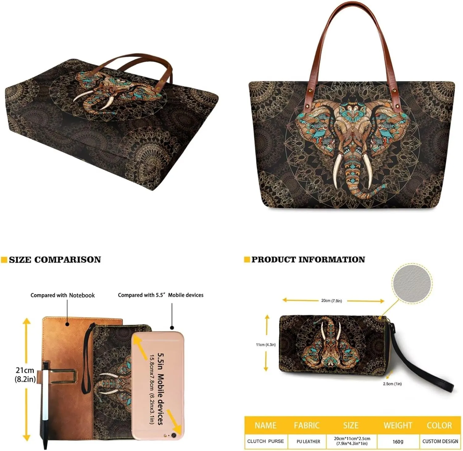 Purse and Wallet Set of 2 for Women Fashion Top Handle Satchel Large Work Bag Shoulder Bag with Matching Wallet