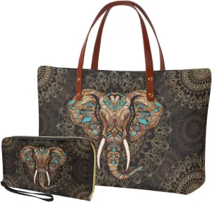 Purse and Wallet Set of 2 for Women Fashion Top Handle Satchel Large Work Bag Shoulder Bag with Matching Wallet