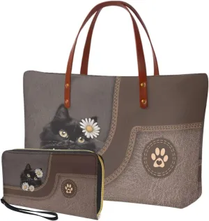 Purses and Handbag Set for Women Portable Top Handle Satchel Shoulder Bag Waterproof Wallet for Shopping Travel