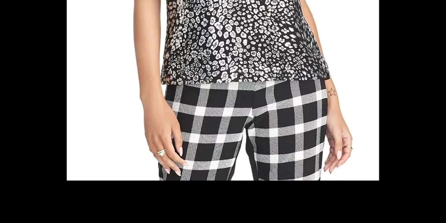 RACHEL Rachel Roy Womens Hallie Animal Print Metallic Camisole Top