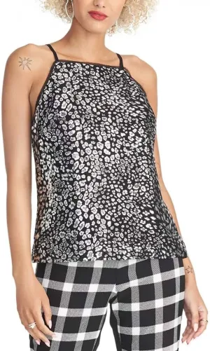 RACHEL Rachel Roy Womens Hallie Animal Print Metallic Camisole Top