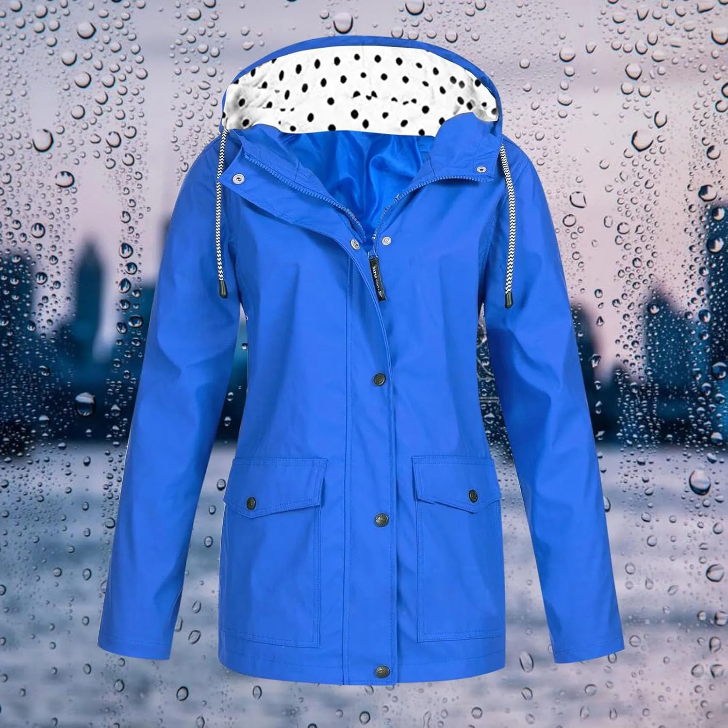Rain Jacket for Women Long Sleeve Waterproof Lightweight Jackets Hooded Windbreaker Plus Size Active Outdoor Hiking Coats
