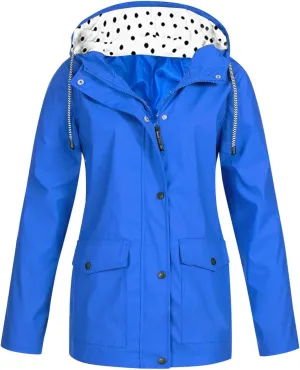 Rain Jacket for Women Long Sleeve Waterproof Lightweight Jackets Hooded Windbreaker Plus Size Active Outdoor Hiking Coats