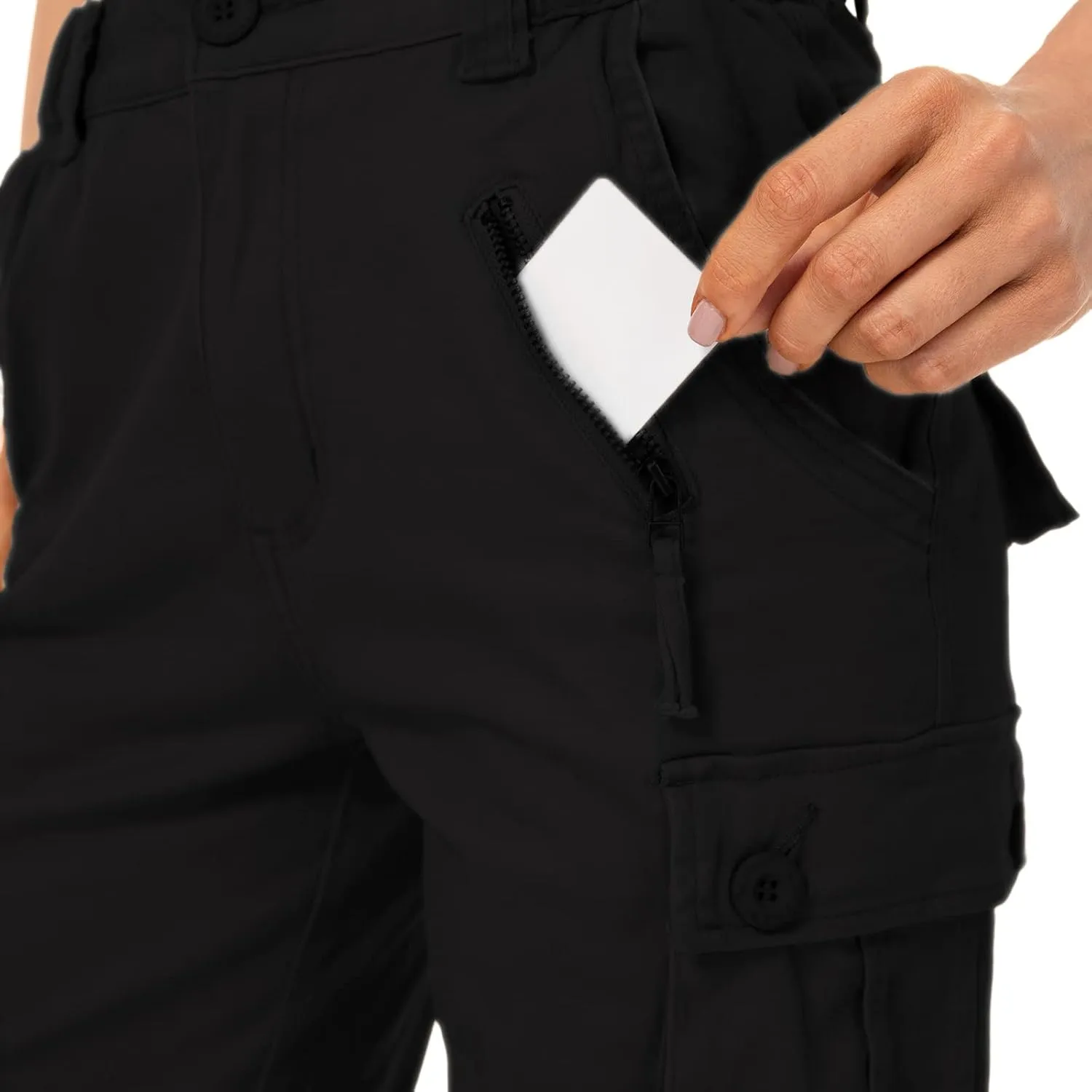 Raroauf Women's Cotton Casual Multi-Pockets Relaxe-Fit Twill Bermuda Cargo Shorts