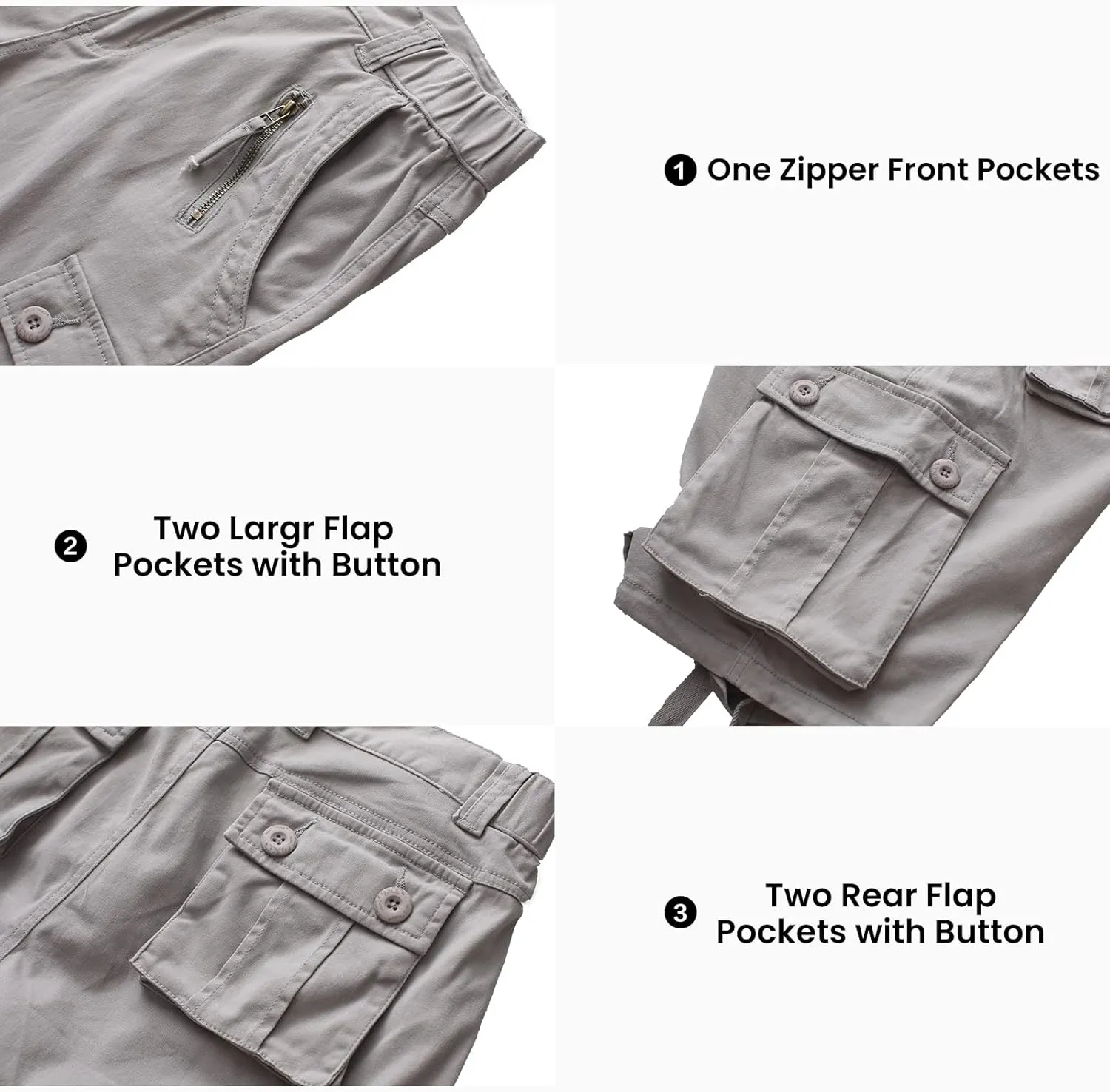 Raroauf Women's Cotton Casual Multi-Pockets Relaxe-Fit Twill Bermuda Cargo Shorts