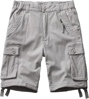 Raroauf Women's Cotton Casual Multi-Pockets Relaxe-Fit Twill Bermuda Cargo Shorts