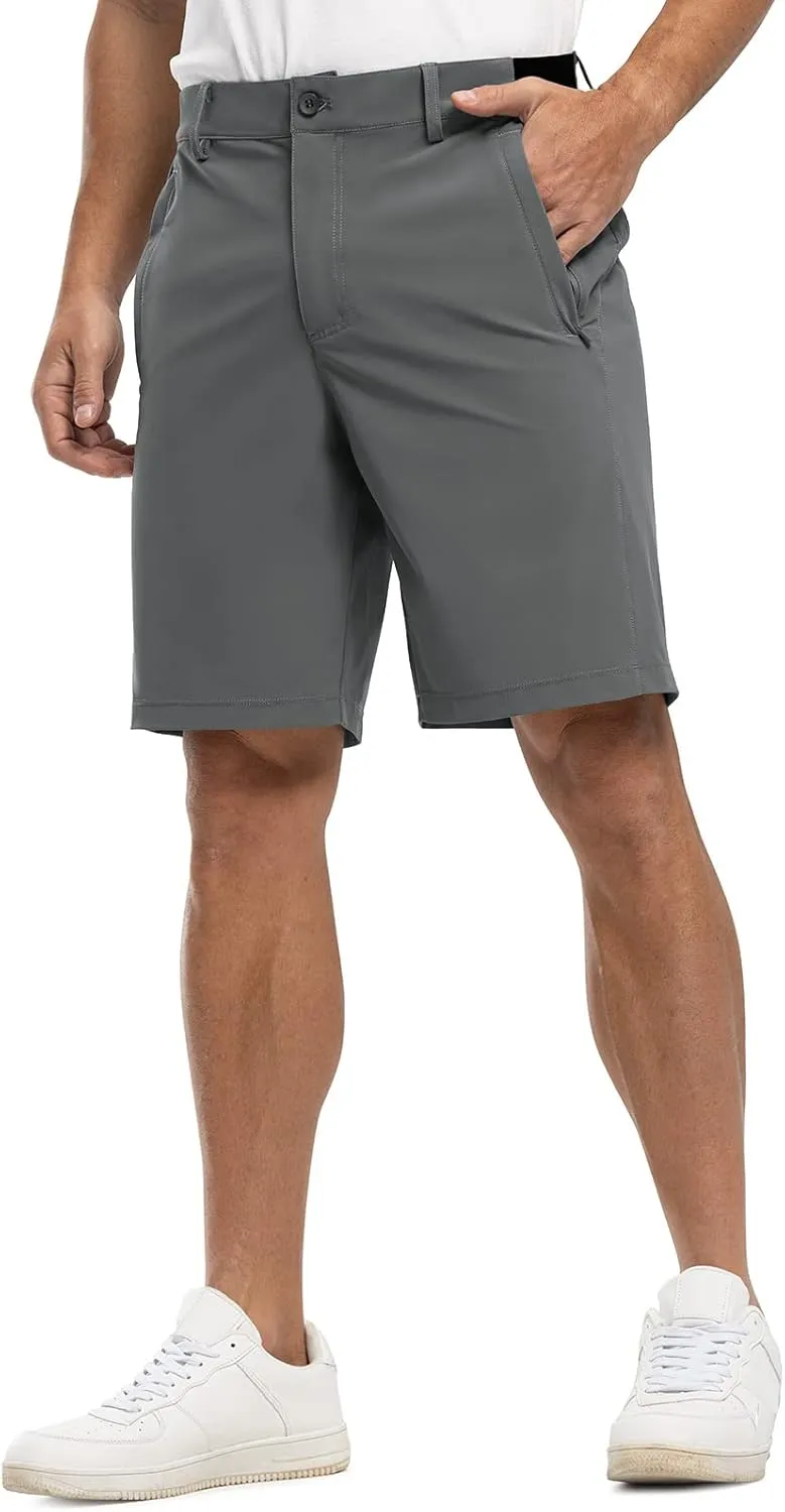 Rdruko Men's Golf Shorts Stretch Dry Fit 9" Lightweight Casual Dress Work Shorts with Pockets