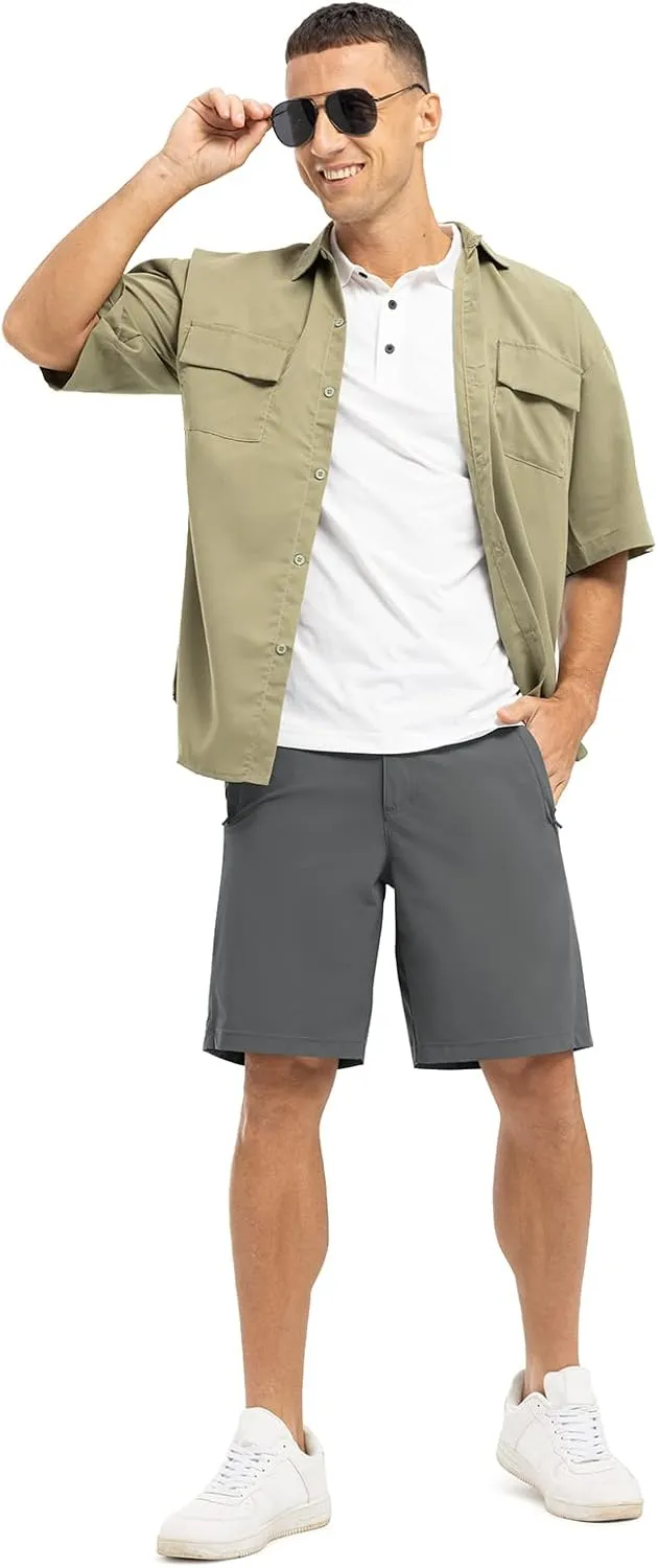 Rdruko Men's Golf Shorts Stretch Dry Fit 9" Lightweight Casual Dress Work Shorts with Pockets