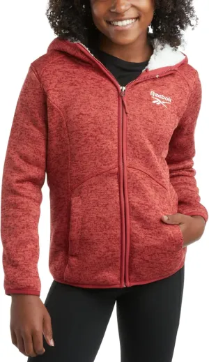Reebok Girls Active Sweatshirt  Sherpa Lined Sweater Fleece Zip Hoodie Sweatshirt  Heavyweight Sweatshirt for Girls (4-16)