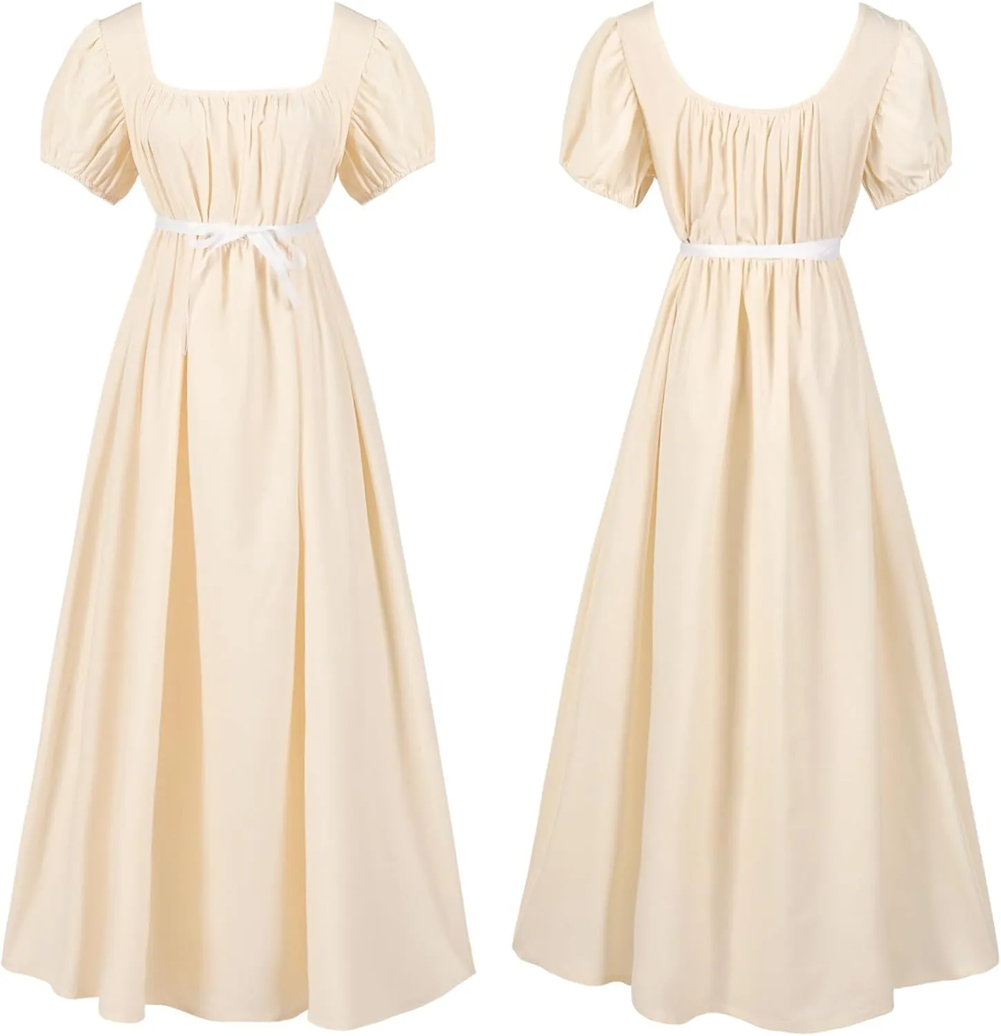Regency Dresses for Women Bridgerton Dress Jane Austen Ball Gown Solid Empire Waist Puff Sleeve Sqaure Neck Dress