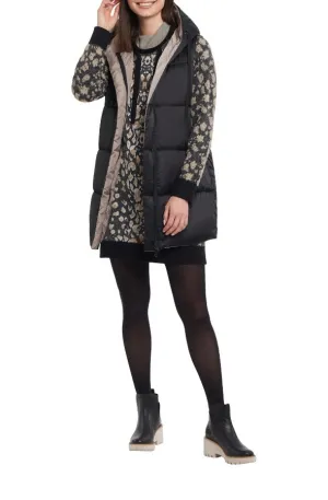 Reversible Black/Taupe Hooded Puffer Vest