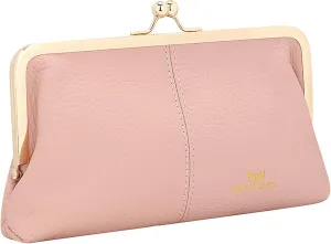 RFID Kiss Lock Wallet, Solid Color Multi-card Slots Card Holder, Genuine Leather Clutch Purses for Women 1468