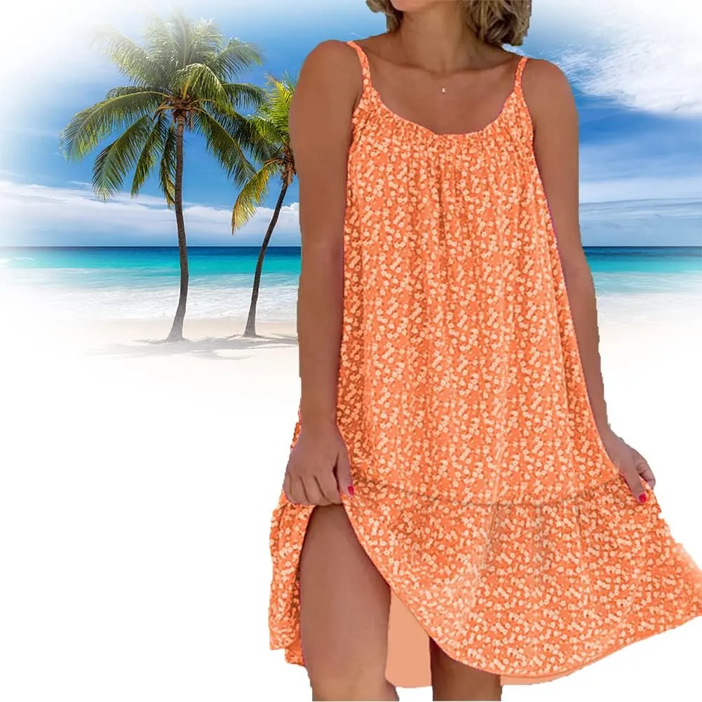 RJDJ Camibloom - Floral Printed Camisole Dress, Women's Summer Loose-fit Mini Dress