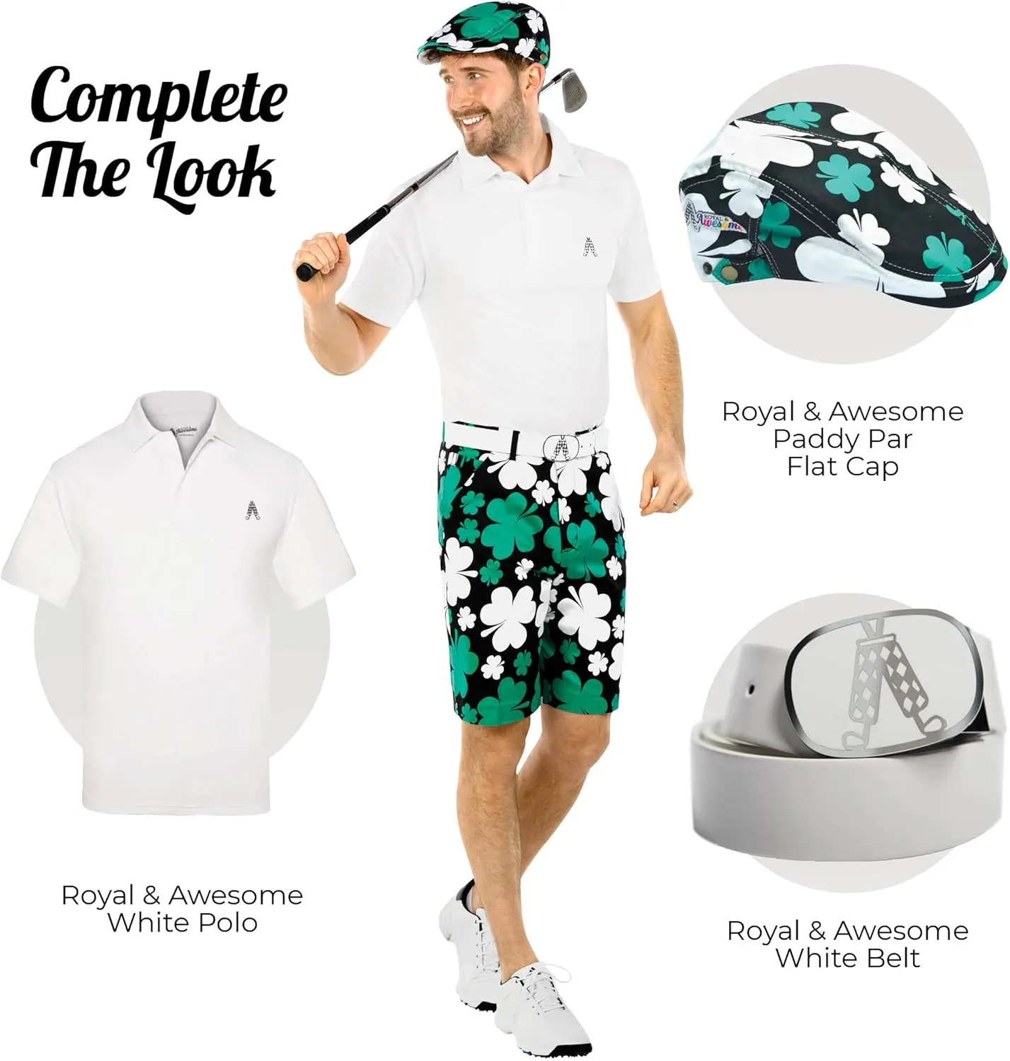 Royal & Awesome Mens Golf Shorts, Crazy Golf Shorts For Men, Plaid Shorts Men - Golf Tool Included