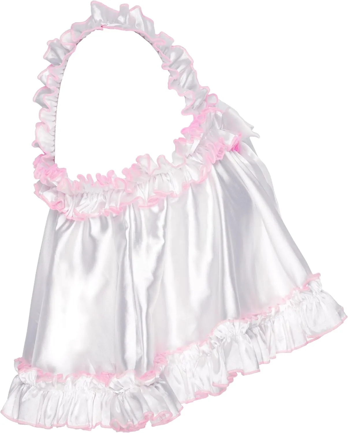 Satini Lingerie Satin Sissy Rolled Hem Edge Frilly Cami Top