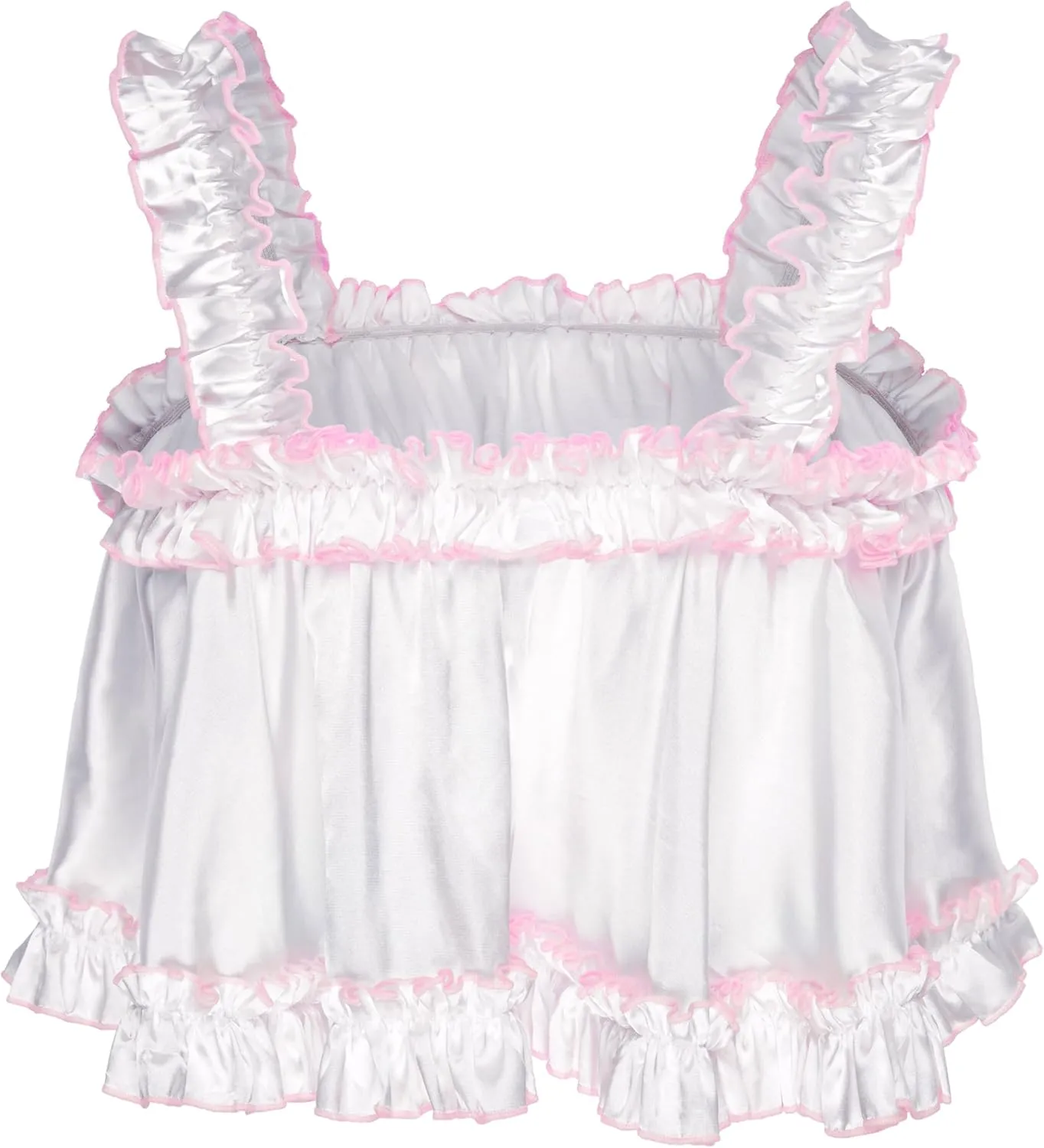 Satini Lingerie Satin Sissy Rolled Hem Edge Frilly Cami Top