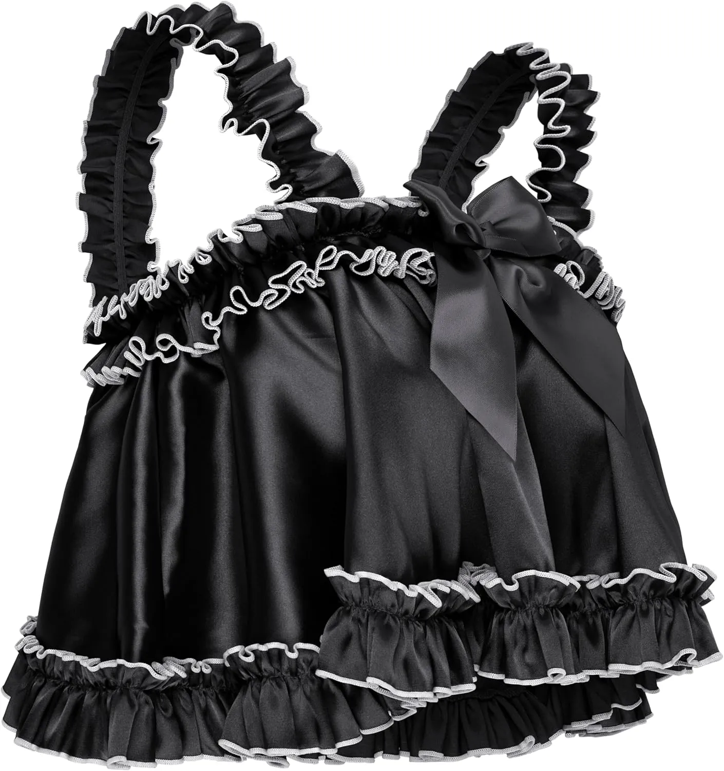 Satini Lingerie Satin Sissy Rolled Hem Edge Frilly Cami Top