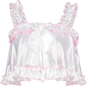 Satini Lingerie Satin Sissy Rolled Hem Edge Frilly Cami Top