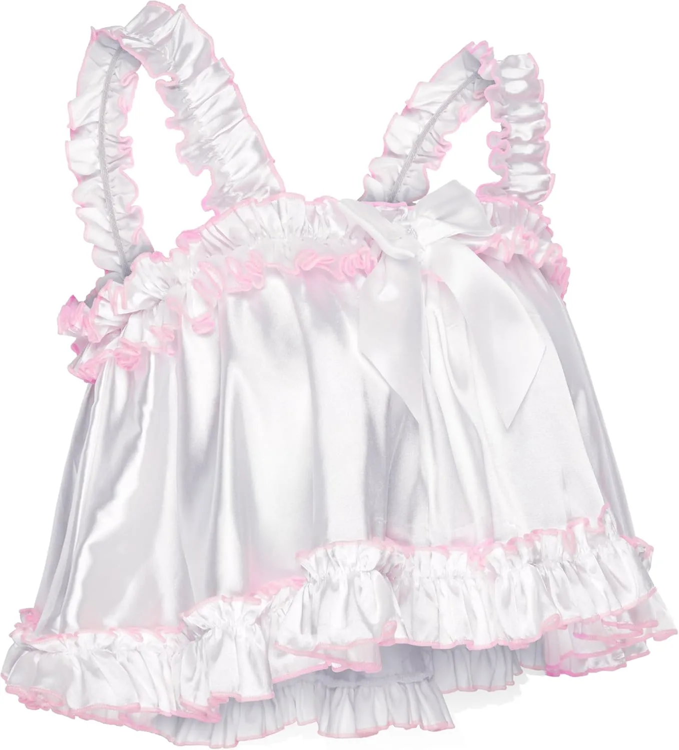 Satini Lingerie Satin Sissy Rolled Hem Edge Frilly Cami Top