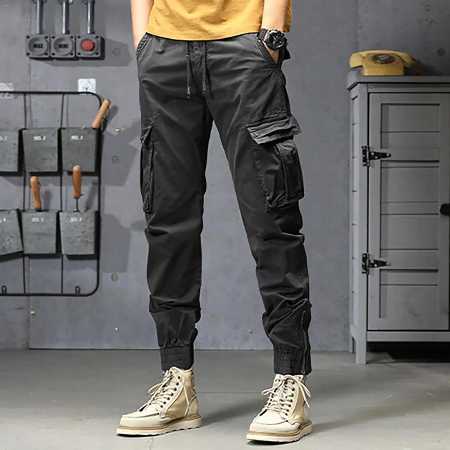 sdbrld Cargo Pants For Men Men's Fashion Ripstop Tactical Pants Lightweight Outdoor Hiking Water Resistant Pants with Pockets