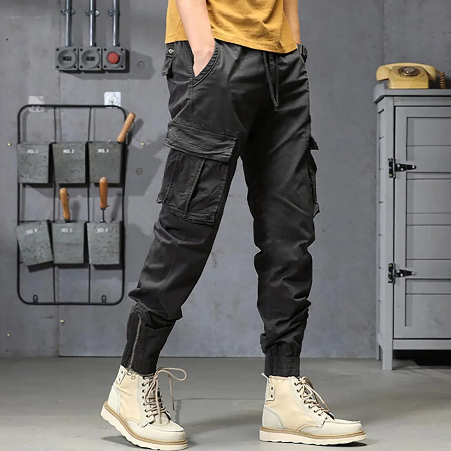 sdbrld Cargo Pants For Men Men's Fashion Ripstop Tactical Pants Lightweight Outdoor Hiking Water Resistant Pants with Pockets