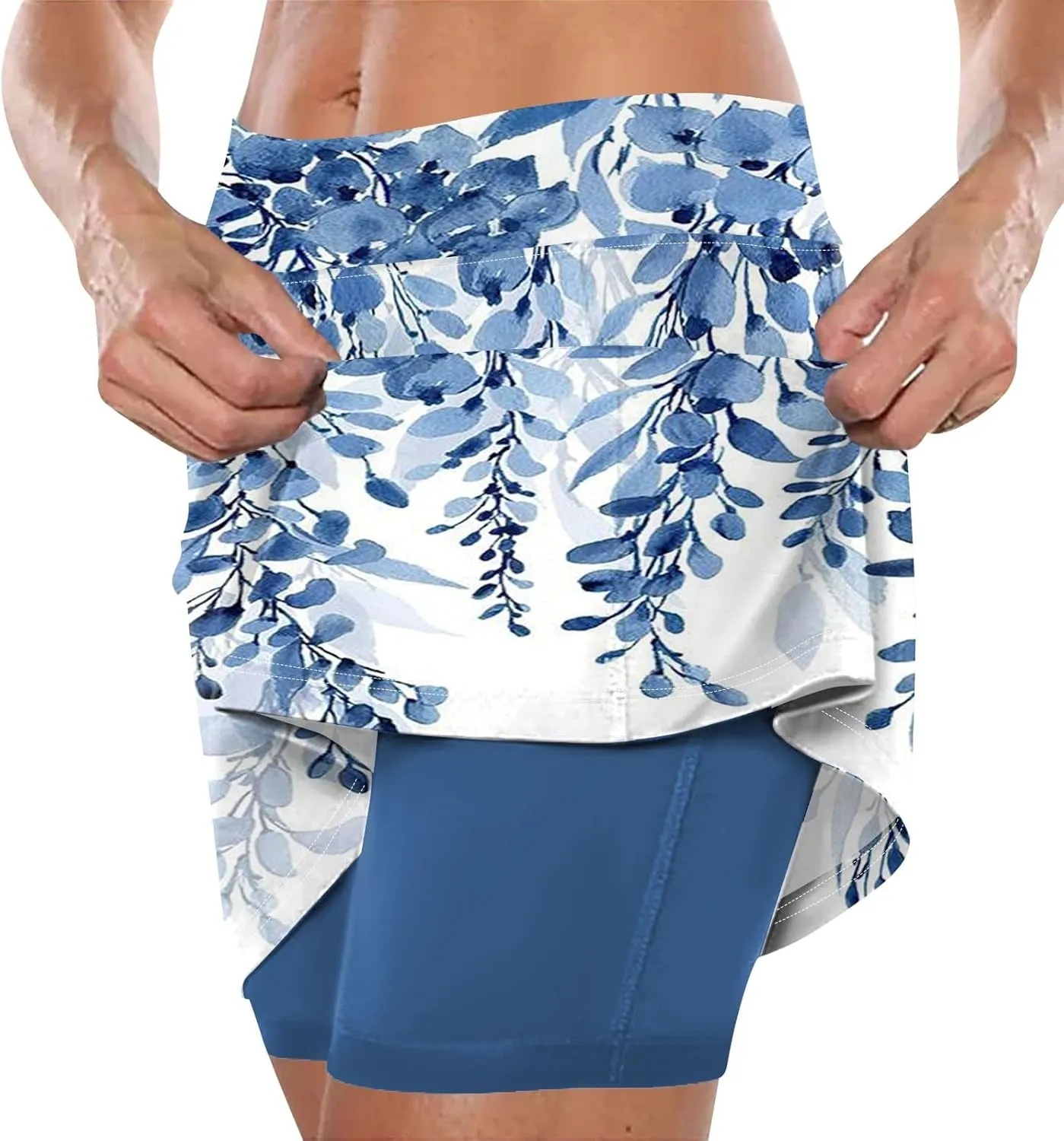 Segaven Skirts for Women Skinny Joggers Printed Running Skirt Tummy Control Workout Skorts Plus Size Athletic Shorts