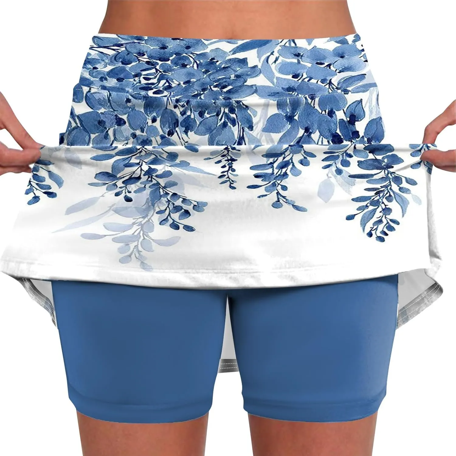 Segaven Skirts for Women Skinny Joggers Printed Running Skirt Tummy Control Workout Skorts Plus Size Athletic Shorts
