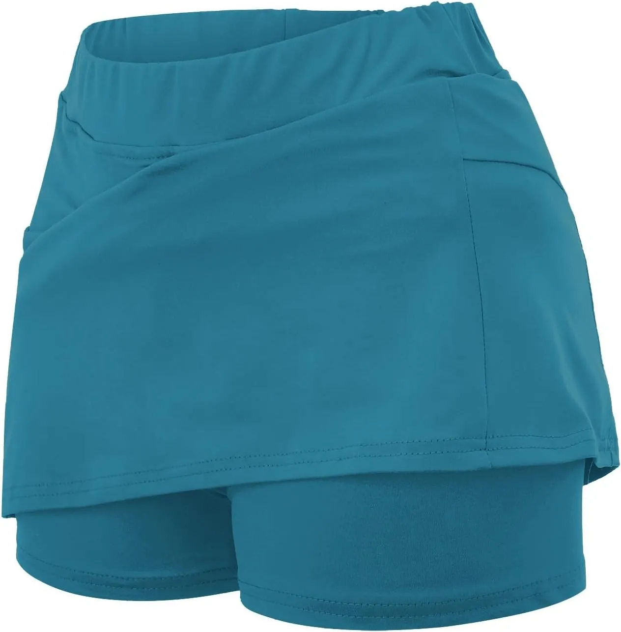 Skirt with Shorts Underneath, Women Elastic Yoga Skirts Solid Color Lightweight Tummy Control Athletic Tennis Shorts