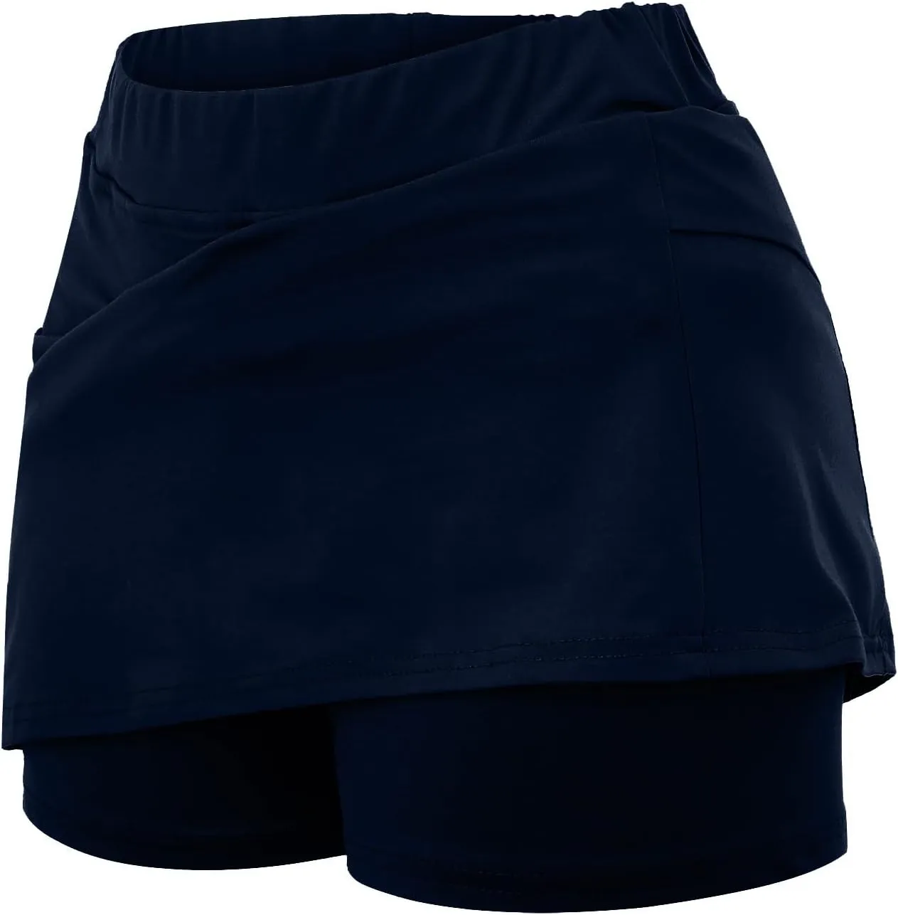 Skirt with Shorts Underneath, Women Elastic Yoga Skirts Solid Color Lightweight Tummy Control Athletic Tennis Shorts