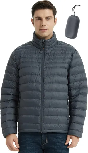 SLOW DOWN Men Lightweight Down Puffer Jakcet, Packable Winter Puffy Down Jacket