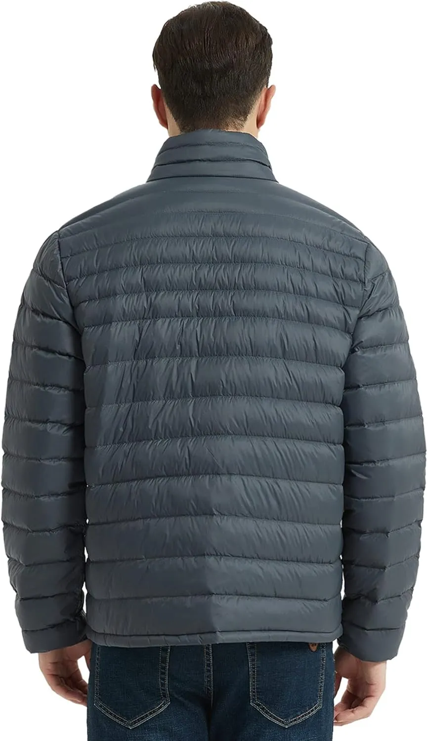 SLOW DOWN Men Lightweight Down Puffer Jakcet, Packable Winter Puffy Down Jacket