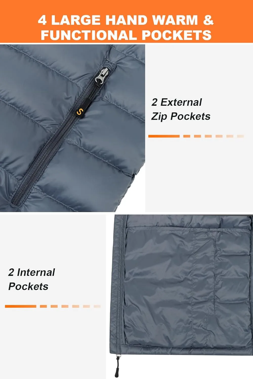 SLOW DOWN Men Lightweight Down Puffer Jakcet, Packable Winter Puffy Down Jacket