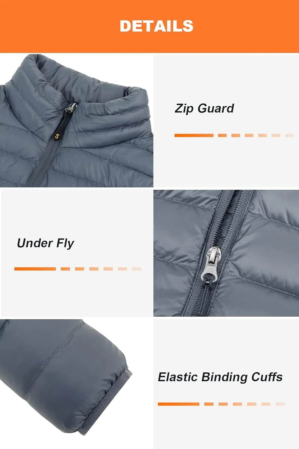 SLOW DOWN Men Lightweight Down Puffer Jakcet, Packable Winter Puffy Down Jacket