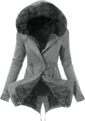 SMIDOW Winter Coats For Women 2023 Parkas Fuzzy Fleece Lined Jackets Cold Weather Thicken Warm Puffer Coat With Faux Fur Hood