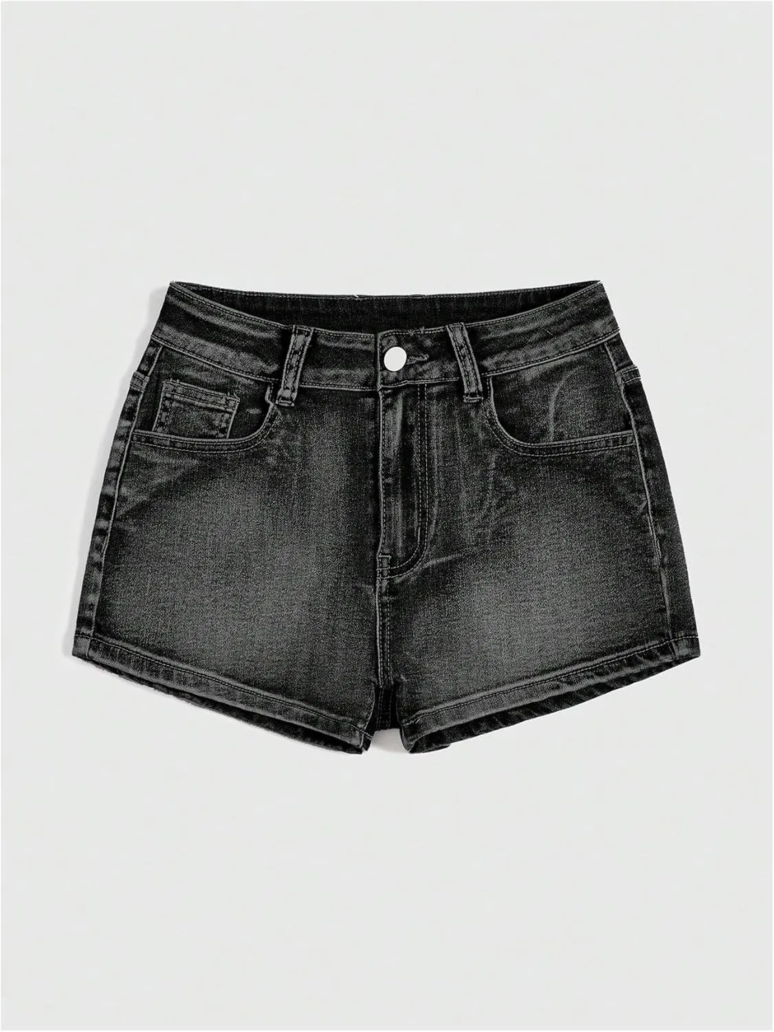 SOLY HUX Women's Y2k Denim Shorts Grunge Punk Low Waist Skinny Mini Jean Shorts Streetwear