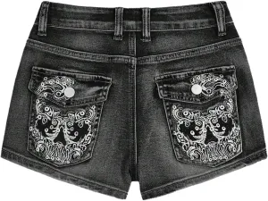 SOLY HUX Women's Y2k Denim Shorts Grunge Punk Low Waist Skinny Mini Jean Shorts Streetwear