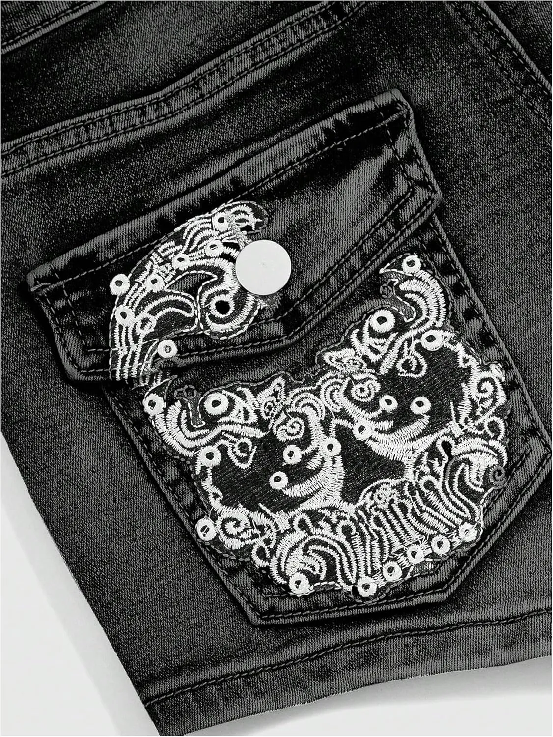 SOLY HUX Women's Y2k Denim Shorts Grunge Punk Low Waist Skinny Mini Jean Shorts Streetwear