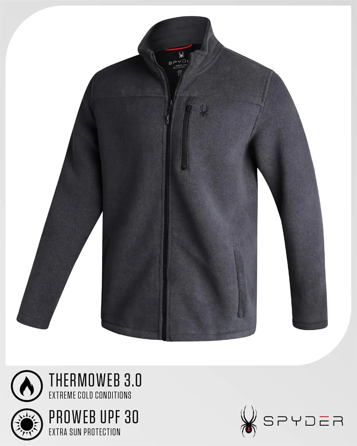 Spyder Mens Fleece Jacket - Soft and Warm Sherpa Bonded Full Zip Up Midweight Outerwear Jackets for Men with UPF30  (S-XXL)
