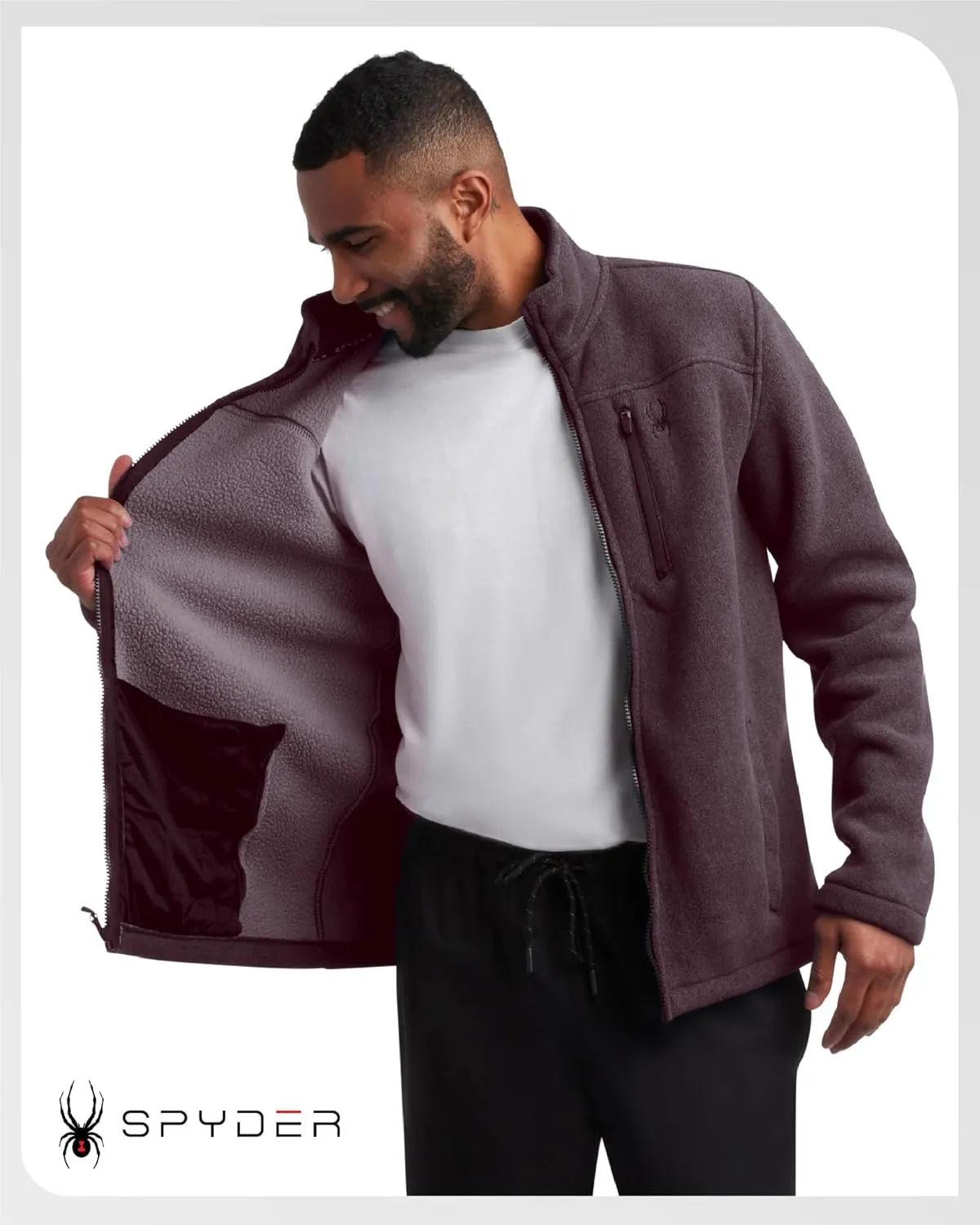 Spyder Mens Fleece Jacket - Soft and Warm Sherpa Bonded Full Zip Up Midweight Outerwear Jackets for Men with UPF30  (S-XXL)