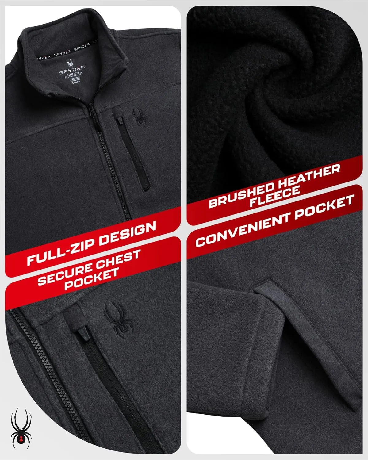 Spyder Mens Fleece Jacket - Soft and Warm Sherpa Bonded Full Zip Up Midweight Outerwear Jackets for Men with UPF30  (S-XXL)