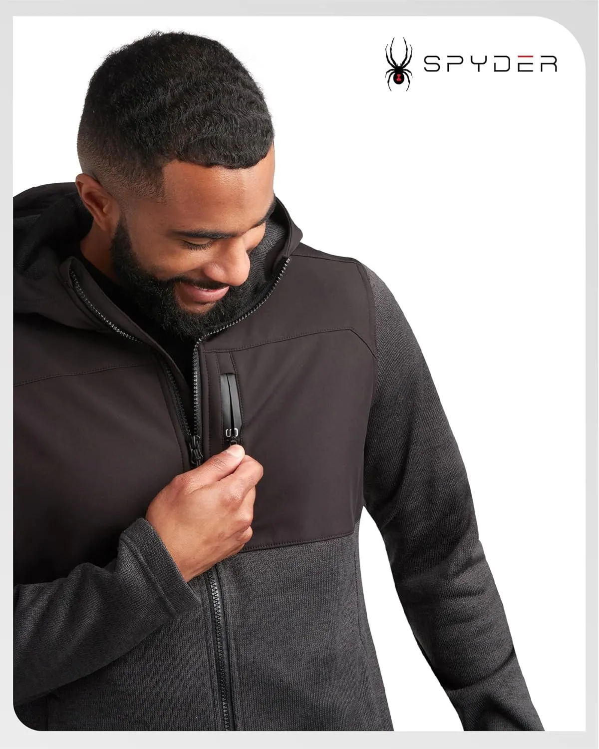 Spyder Men's Sweater Fleece Jacket - Lightweight Insulated Performance Full Zip Hooded Outdoor Jacket for Men (Sizes: S-XXL)