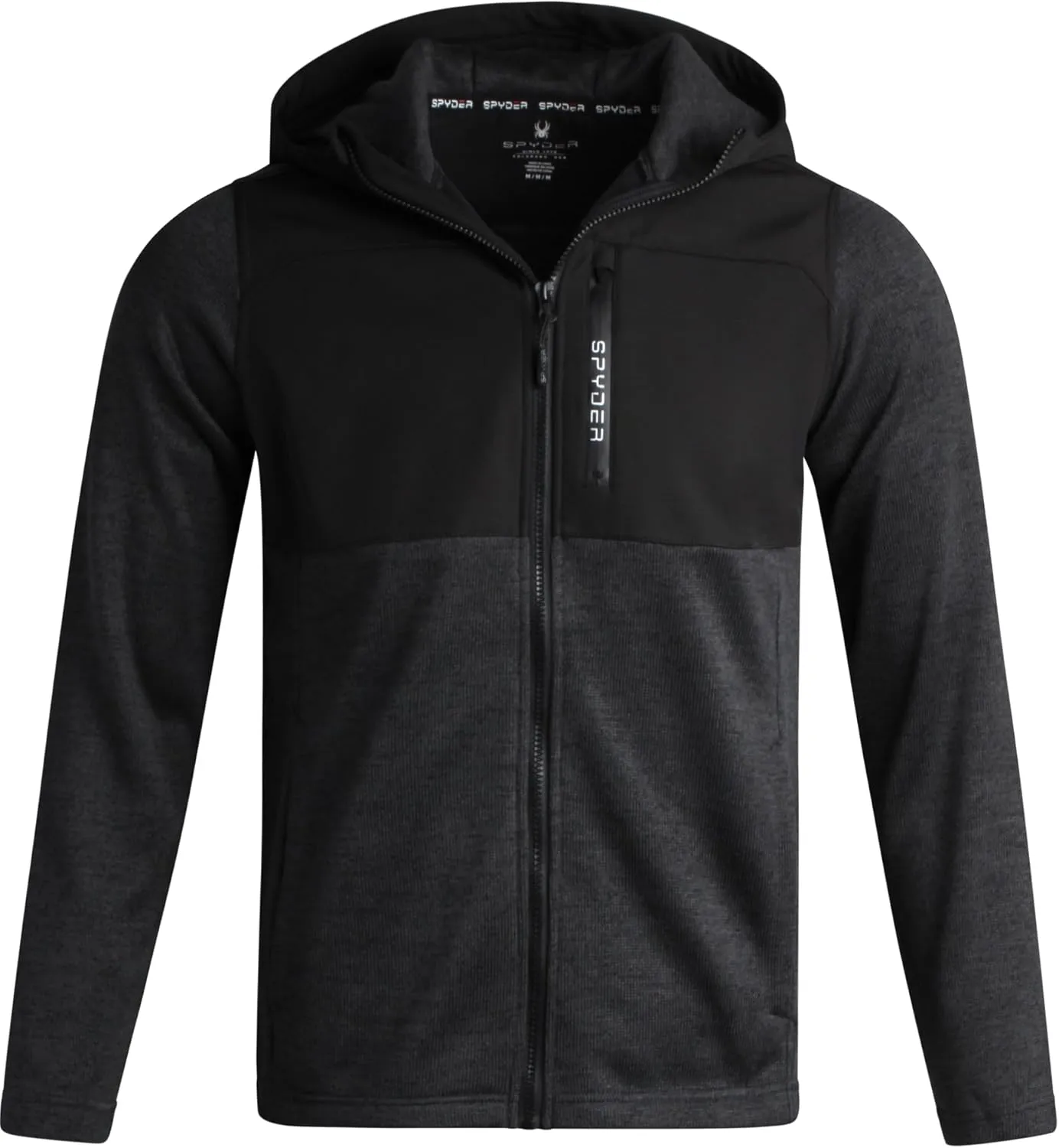 Spyder Men's Sweater Fleece Jacket - Lightweight Insulated Performance Full Zip Hooded Outdoor Jacket for Men (Sizes: S-XXL)