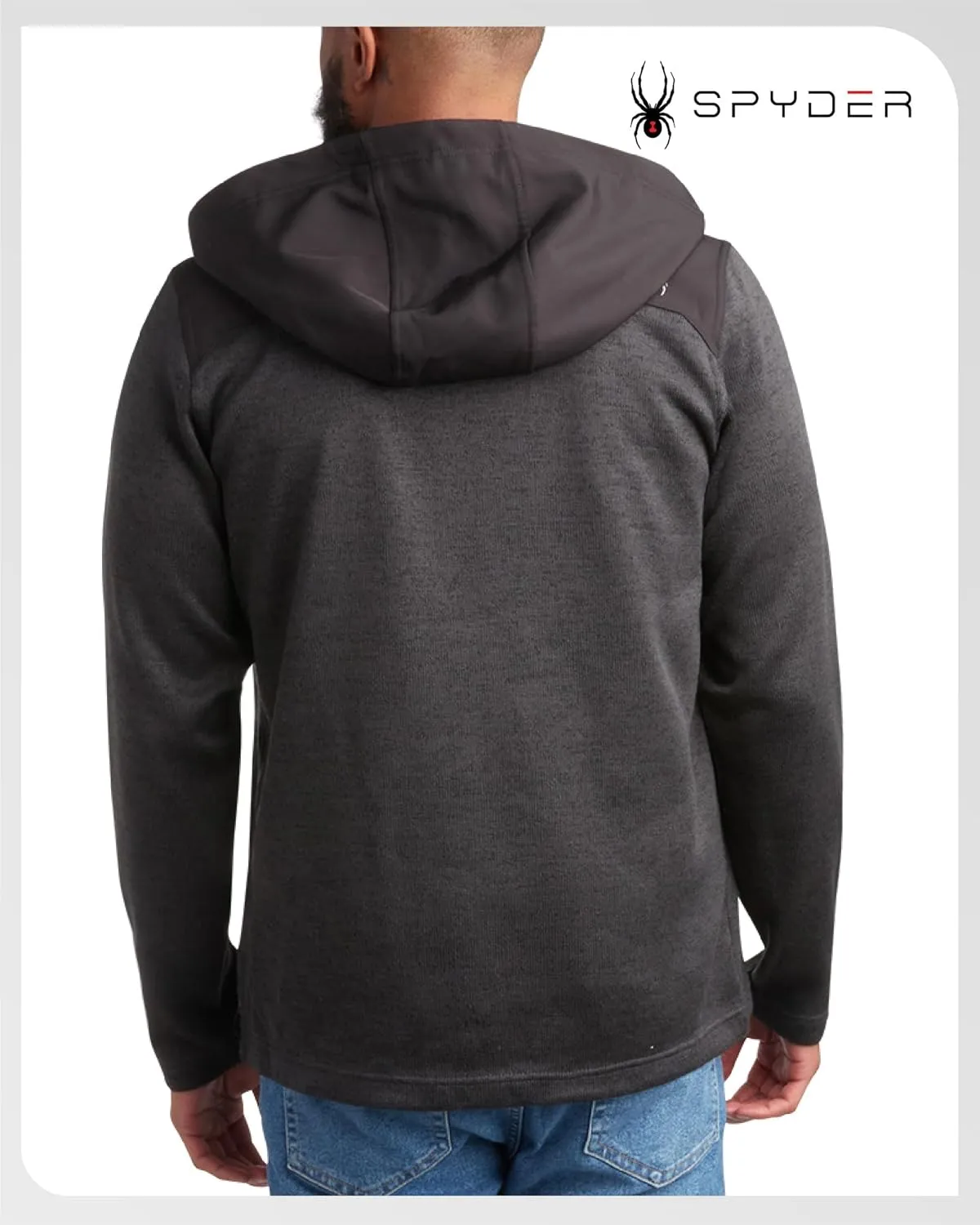 Spyder Men's Sweater Fleece Jacket - Lightweight Insulated Performance Full Zip Hooded Outdoor Jacket for Men (Sizes: S-XXL)