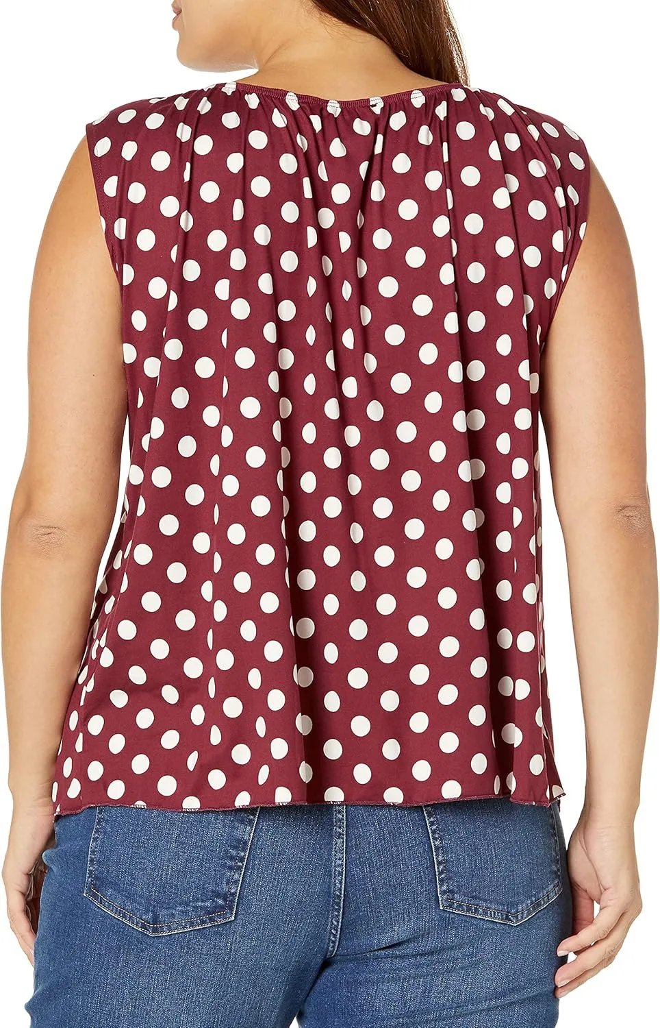 Star Vixen Women's Sleeveless Peasant Top with Tie Neck