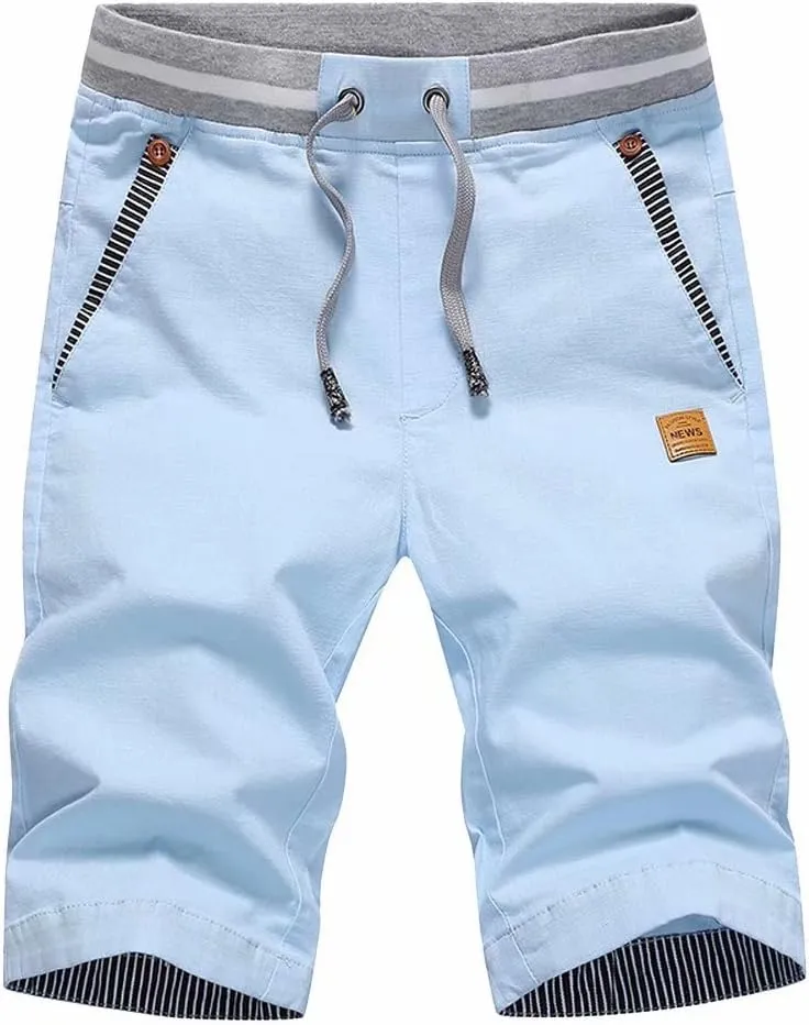 STICKON Men's Shorts Casual Classic Fit Drawstring Summer Beach Shorts with Elastic Waist and Pockets