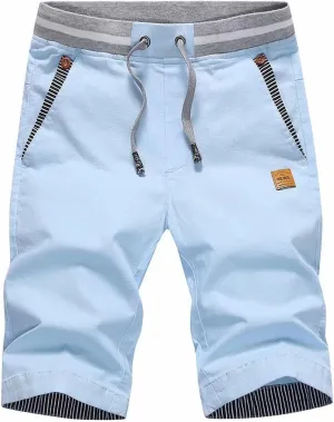 STICKON Men's Shorts Casual Classic Fit Drawstring Summer Beach Shorts with Elastic Waist and Pockets