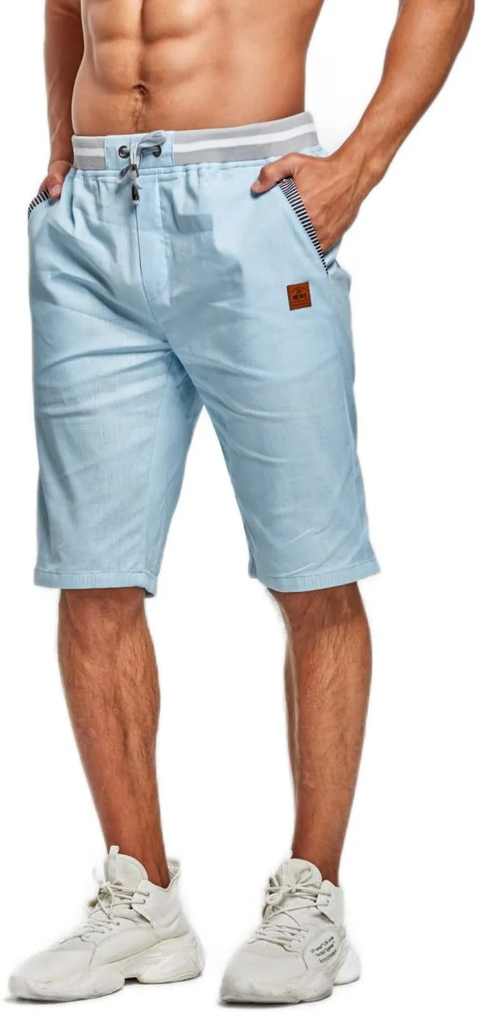 STICKON Men's Shorts Casual Classic Fit Drawstring Summer Beach Shorts with Elastic Waist and Pockets